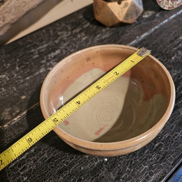 Hand Thrown Ceramic Soup Bowl in Sage Green and Tan - Picture 5 of 6